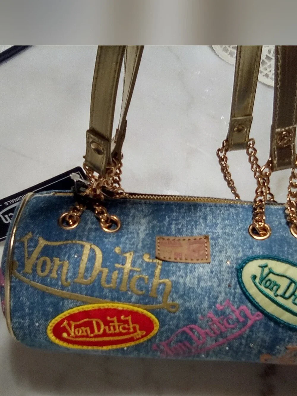 Von Dutch Pretty Blue Tube Satchel